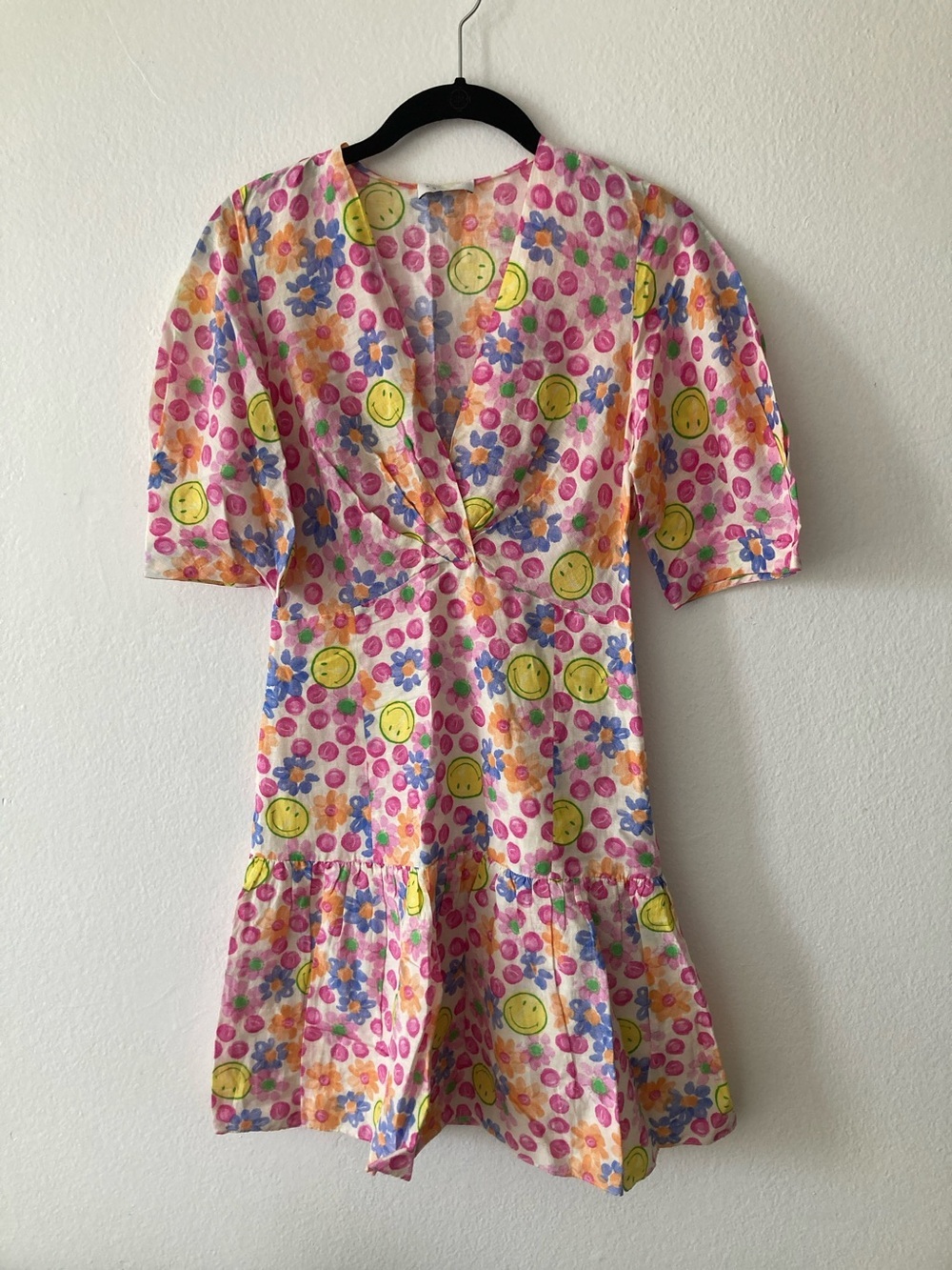Sandro Pink Floral Smiley Print Dress
